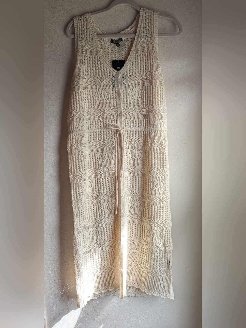 Brand New- Sleeveless Crochet Maxi Dress in Cream